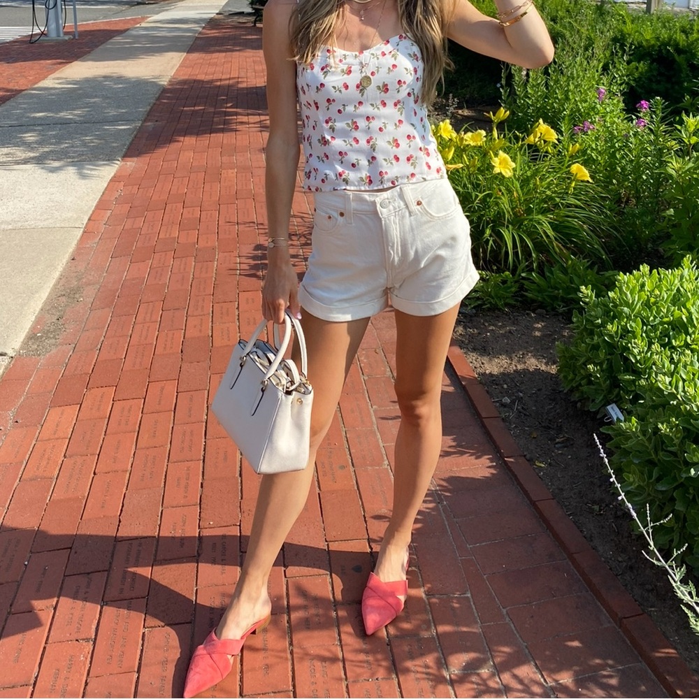 Levi's White High-Waist Denim Shorts
